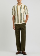 Percival Ventura Striped-intarsia Cotton Shirt Cream