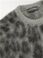 Dolce & Gabbana - Leopard Mohair-Blend Jacquard Sweater - Gray