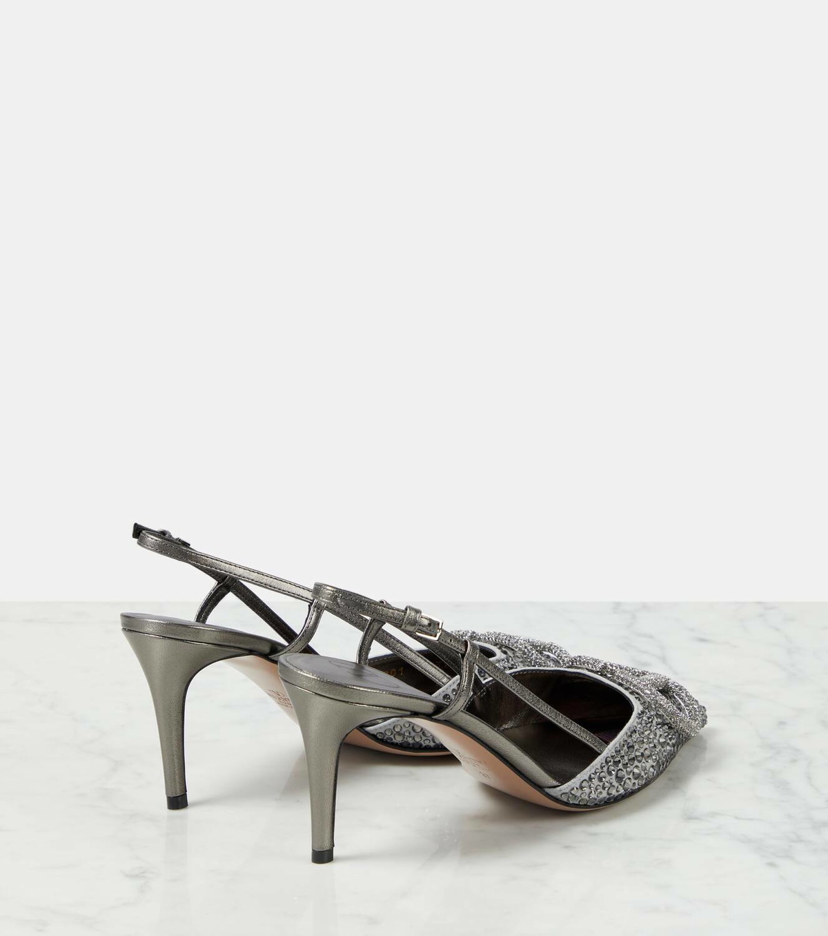 Valentino Garavani VLogo Signature 80 embellished slingback