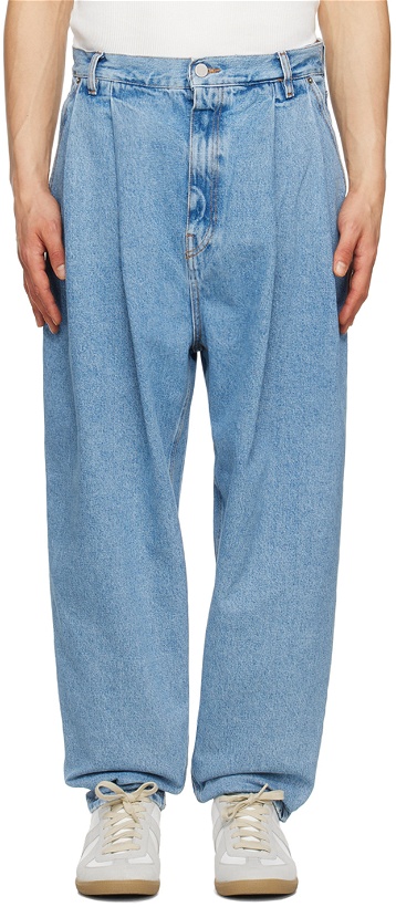 Photo: Hed Mayner Blue Pleated Jeans