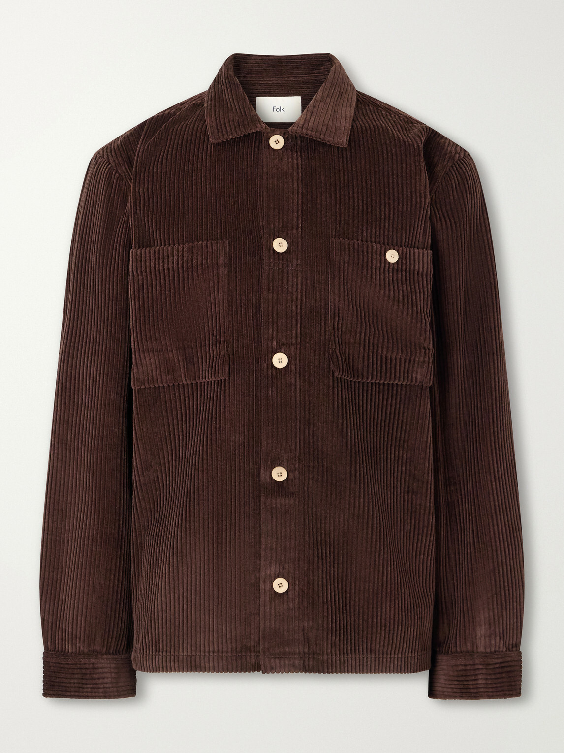 Folk - Patch Cotton-Corduroy Overshirt - Brown
