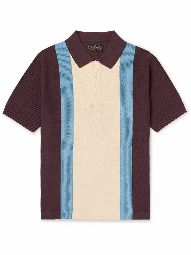 Photo: Beams Plus - Striped Wool Polo Shirt - Brown