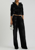 Alexanderwang.t Faded Crystal-embellished Velour Sweatpants Black