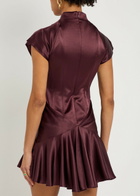 DE LA Vali Alizee Panelled Silk-blend Mini Dress Burgundy