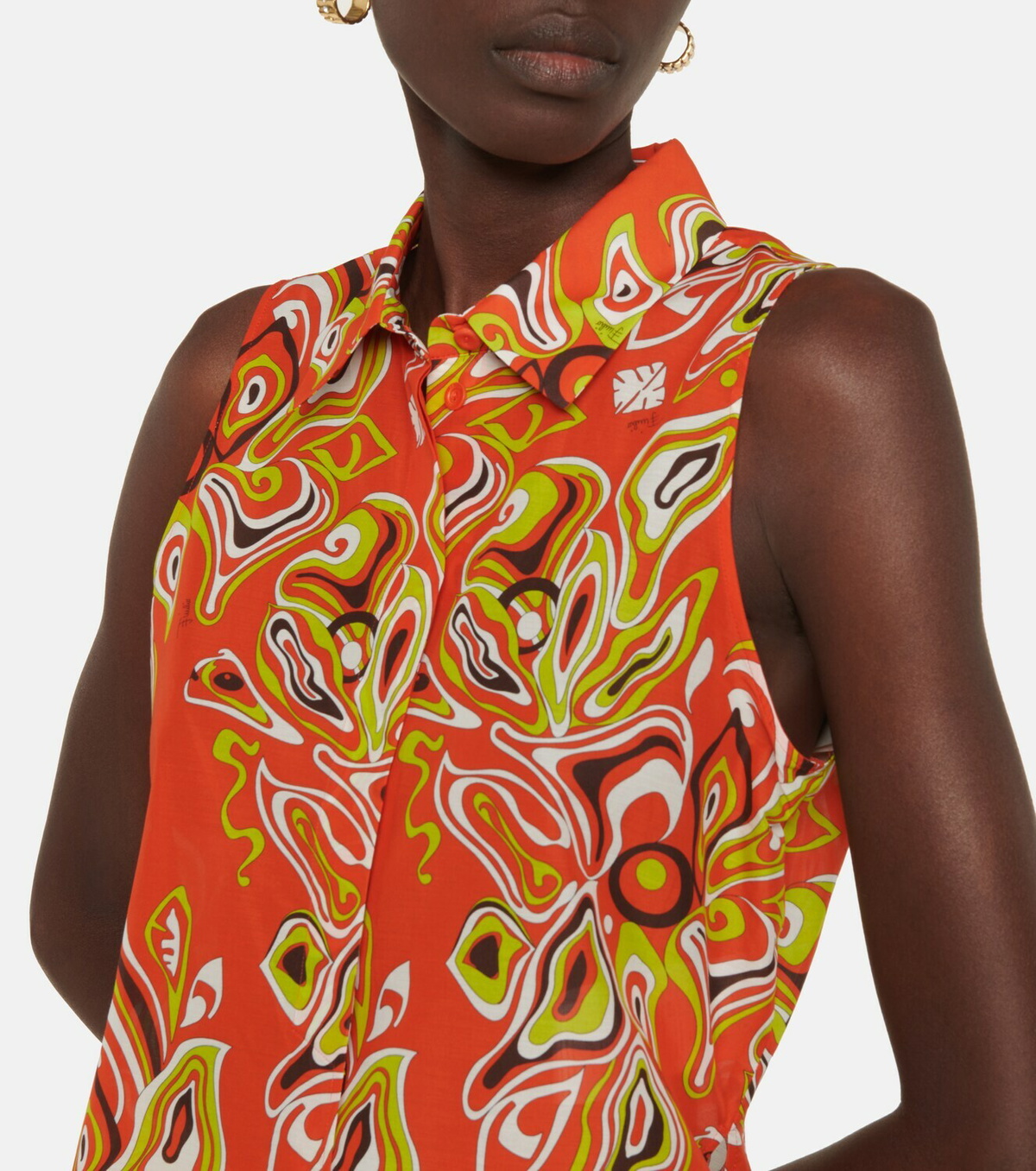Emilio Pucci Beach Printed self-tie cotton-blend top