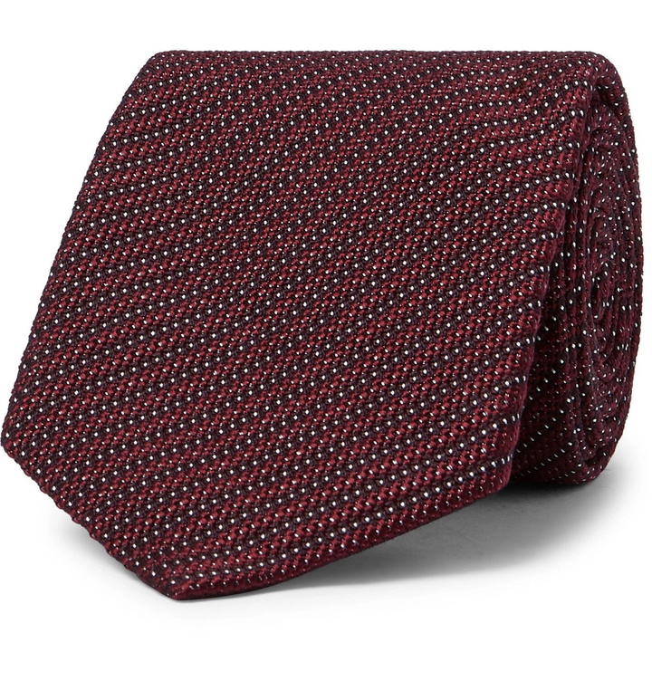 Photo: TOM FORD - 7cm Striped Silk-Blend Jacquard Tie - Burgundy