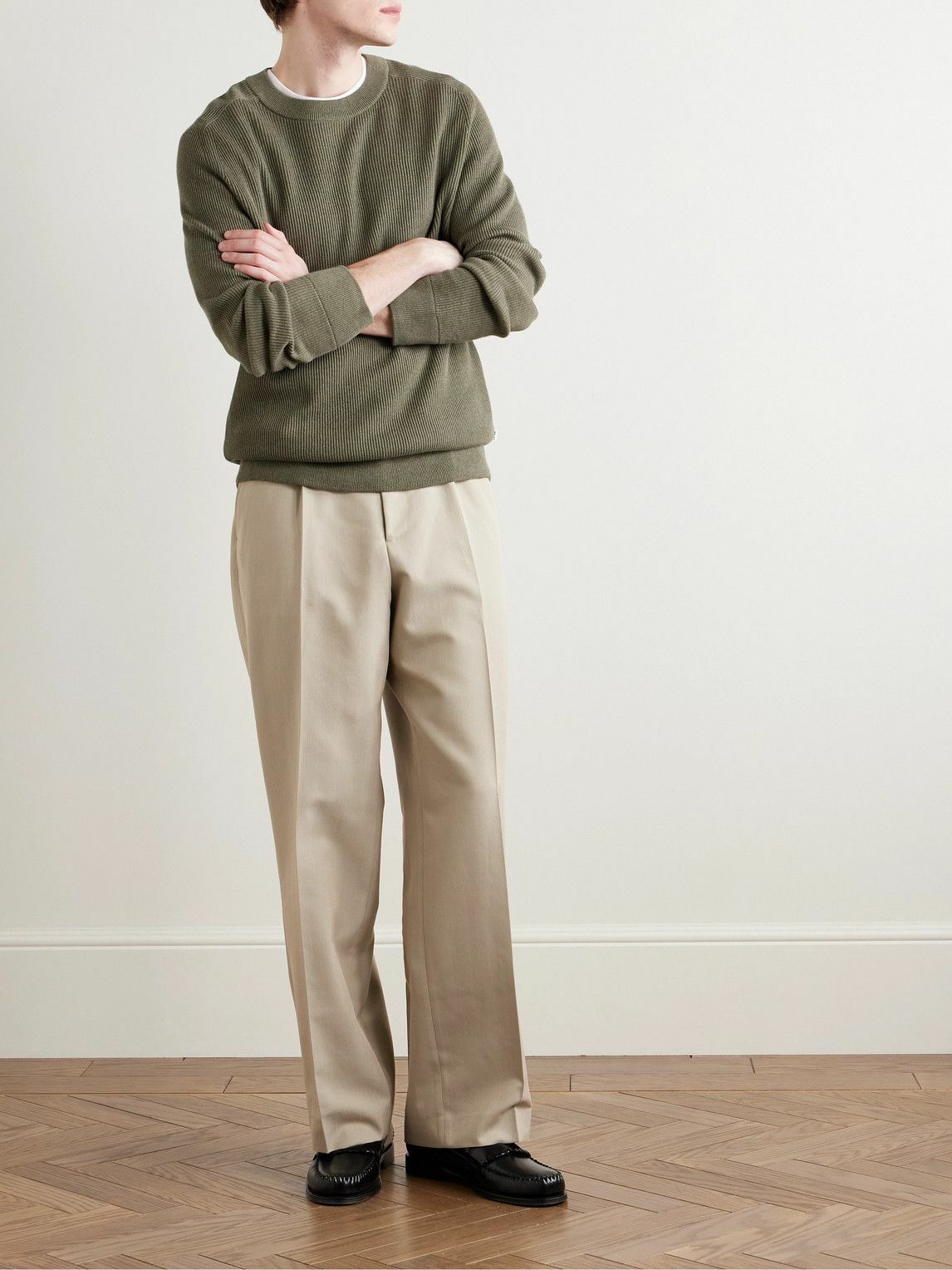 コットンニット NN07 - Kevin 6600 Ribbed Organic Cotton Sweater - Green NN07