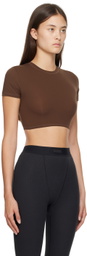 SKIMS Brown Fits Everybody Super Cropped T-Shirt
