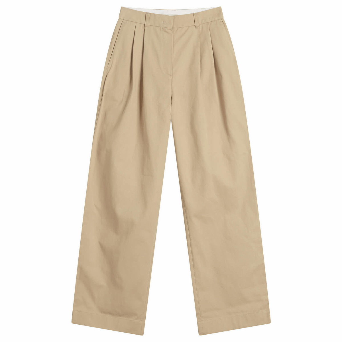 DUNST Women's Wide Chino Trousers in Beige