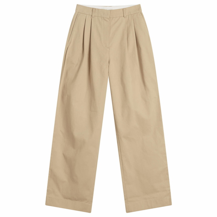 Photo: DUNST Women's Wide Chino Trousers in Beige