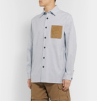 Loewe - Suede-Trimmed Striped Cotton-Blend Canvas Overshirt - Blue