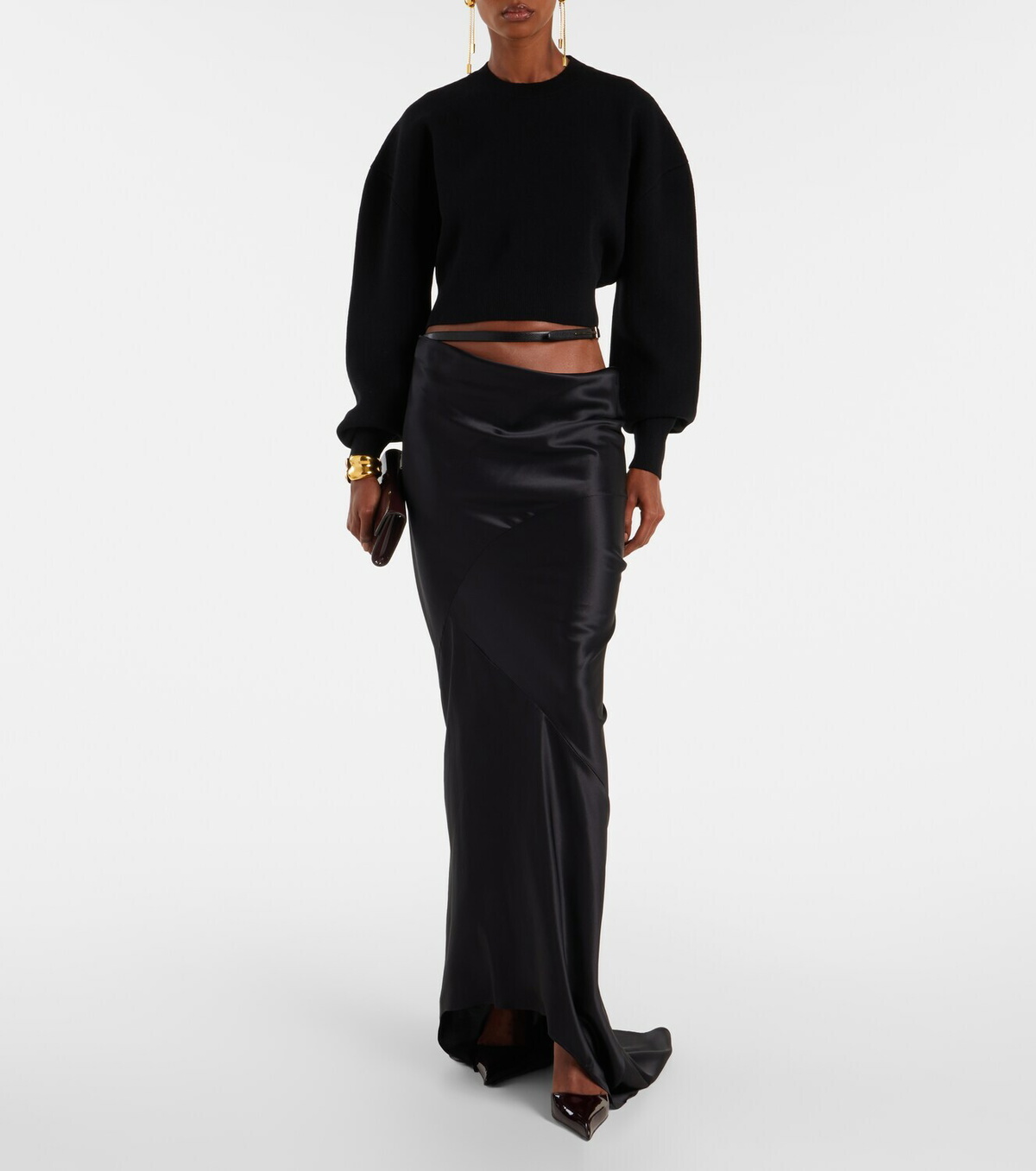 Tom Ford Asymmetric silk satin maxi skirt