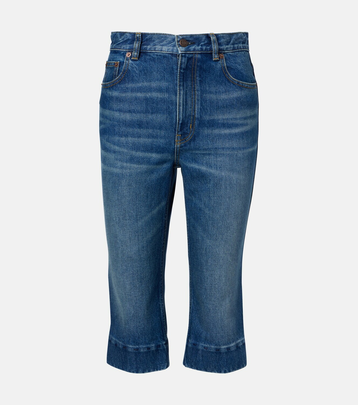 Chloé Leather-trimmed capri jeans
