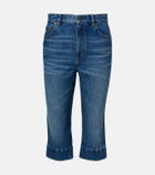 Chloé Leather-trimmed capri jeans