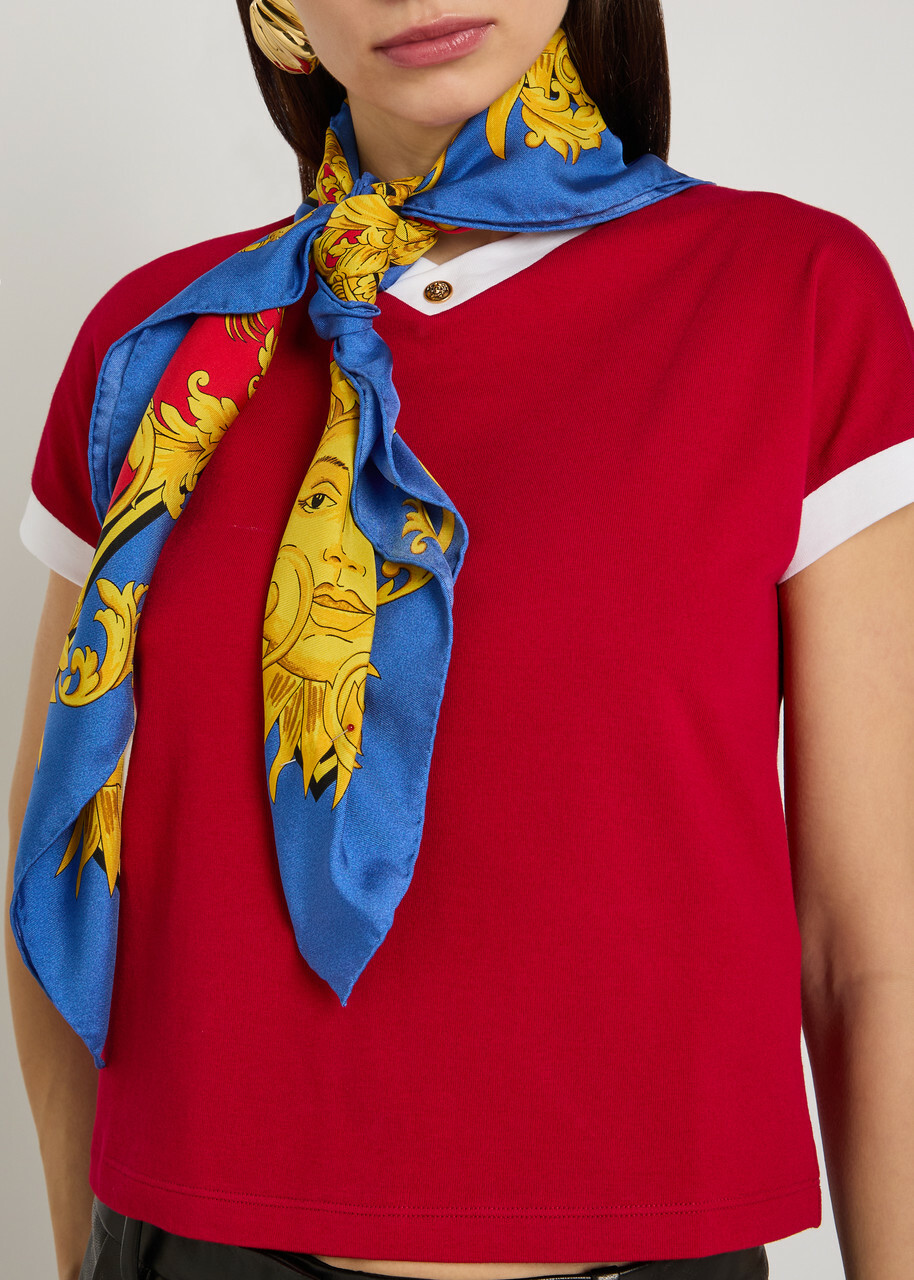 Versace Vintage Cropped Stretch-cotton T-shirt Red
