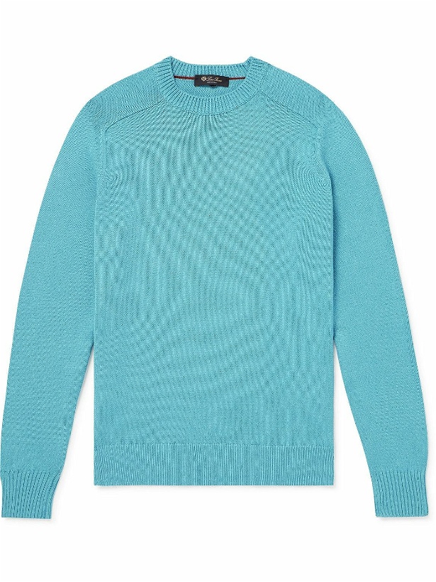Photo: Loro Piana - Cotton and Silk-Blend Sweater - Blue