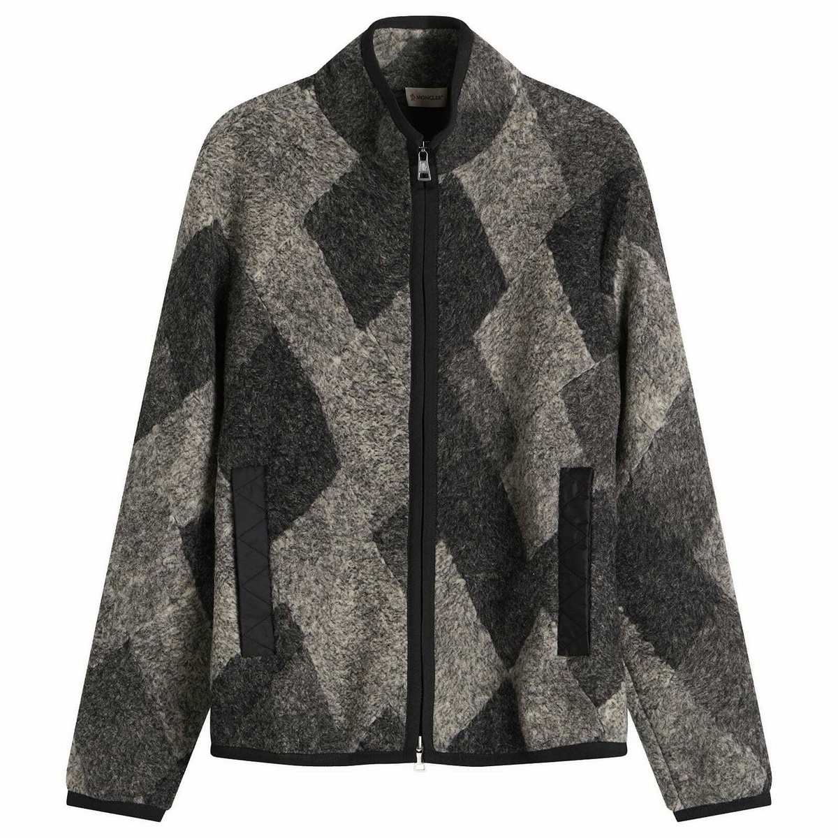 Moncler Men's Zip Up Wool Jacquard Jacket in Grey