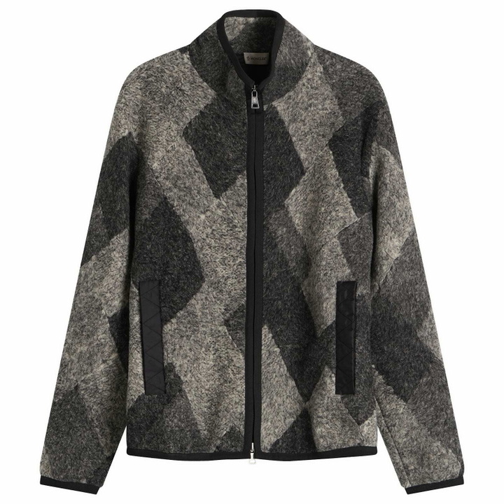 Photo: Moncler Men's Zip Up Wool Jacquard Jacket in Grey