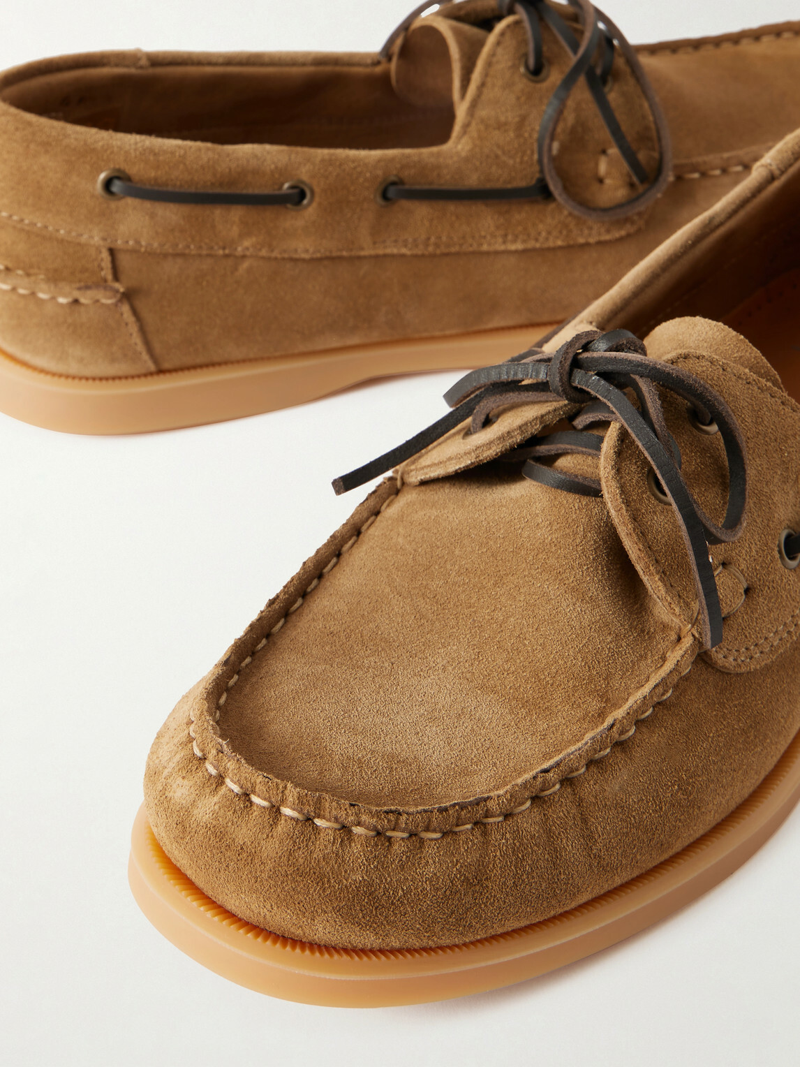 Mr P. - Leather-Trimmed Suede Boat Shoes - Brown