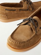 Mr P. - Leather-Trimmed Suede Boat Shoes - Brown