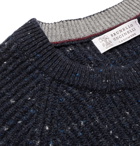 Brunello Cucinelli - Ribbed Virgin Wool-Blend Sweater - Men - Navy