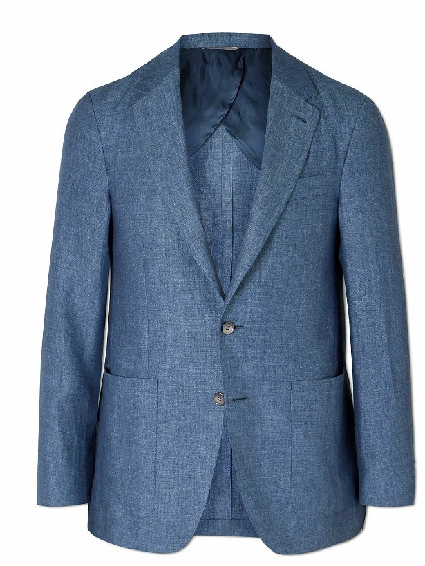 Photo: Canali - Unstrctured Linen Suit Jacket - Blue
