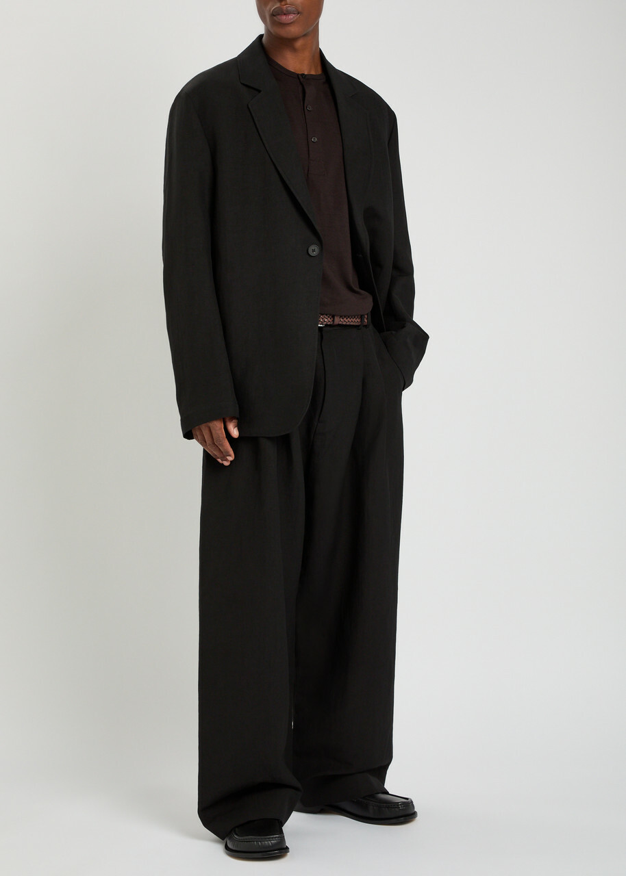 Studio Nicholson Denison Linen and Wool-blend Blazer Black