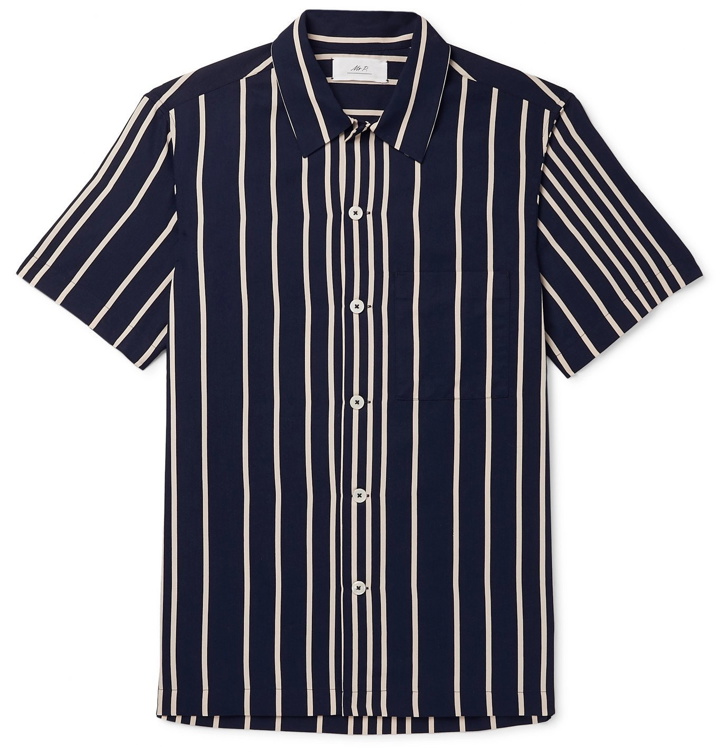 Photo: Mr P. - Camp-Collar Striped Twill Shirt - Blue
