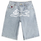 ICECREAM Women's Houndstooth Running Dog Jorts in Light Blue