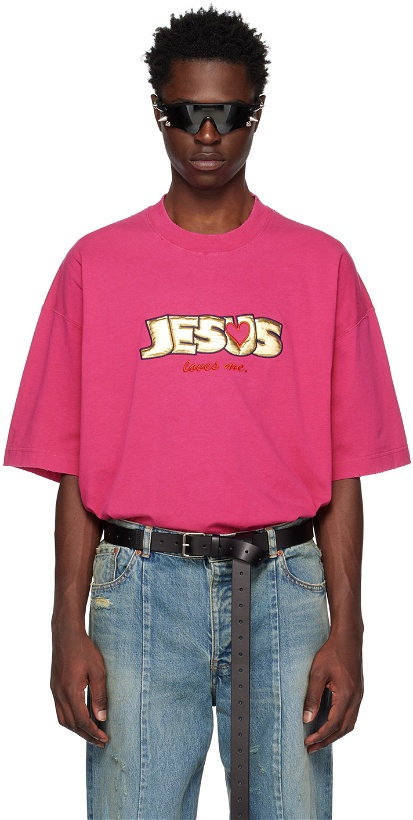 Photo: VETEMENTS Pink 'Jesus Loves You' T-Shirt
