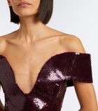 David Koma Sequined off-shoulder minidress