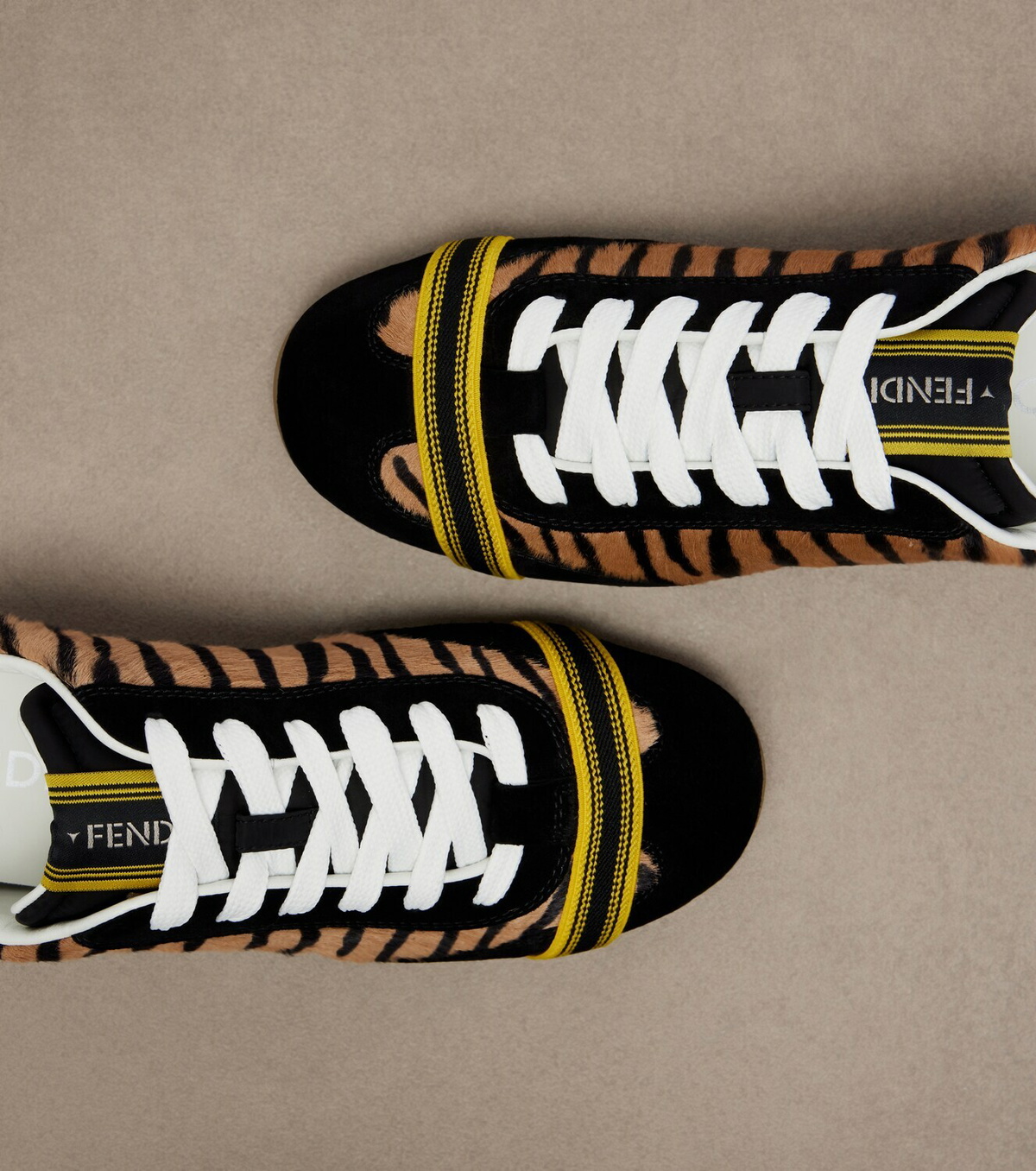 Fendi Wrap suede-trimmed calf hair sneakers