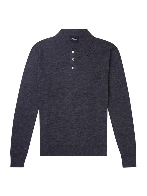 Photo: A.P.C. - Wool Polo Shirt - Gray