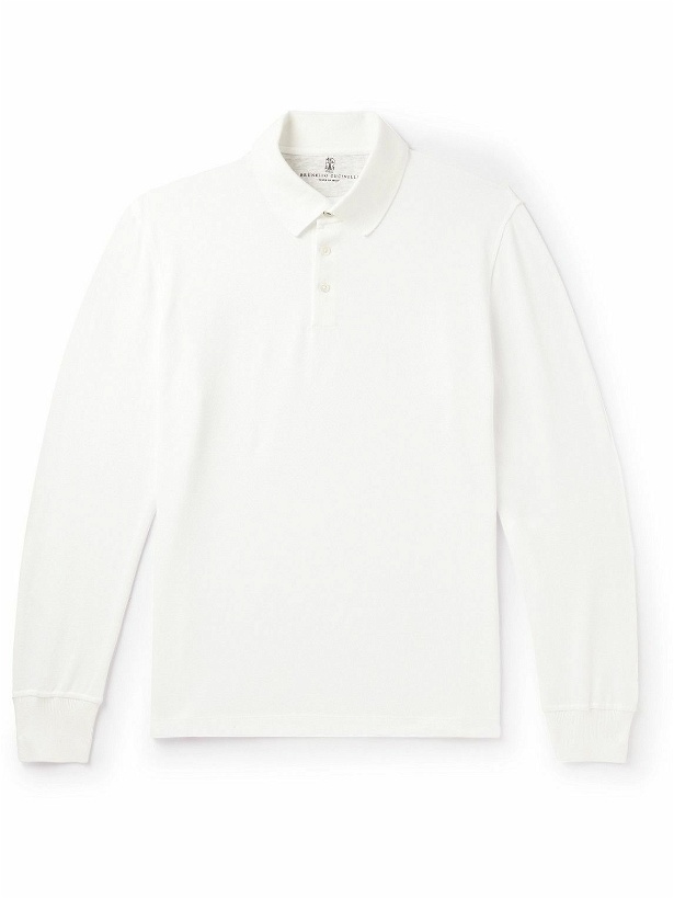 Photo: Brunello Cucinelli - Cotton-Piqué Polo Shirt - White