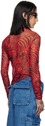 LU'U DAN Red & Black Graphic Long Sleeve T-Shirt
