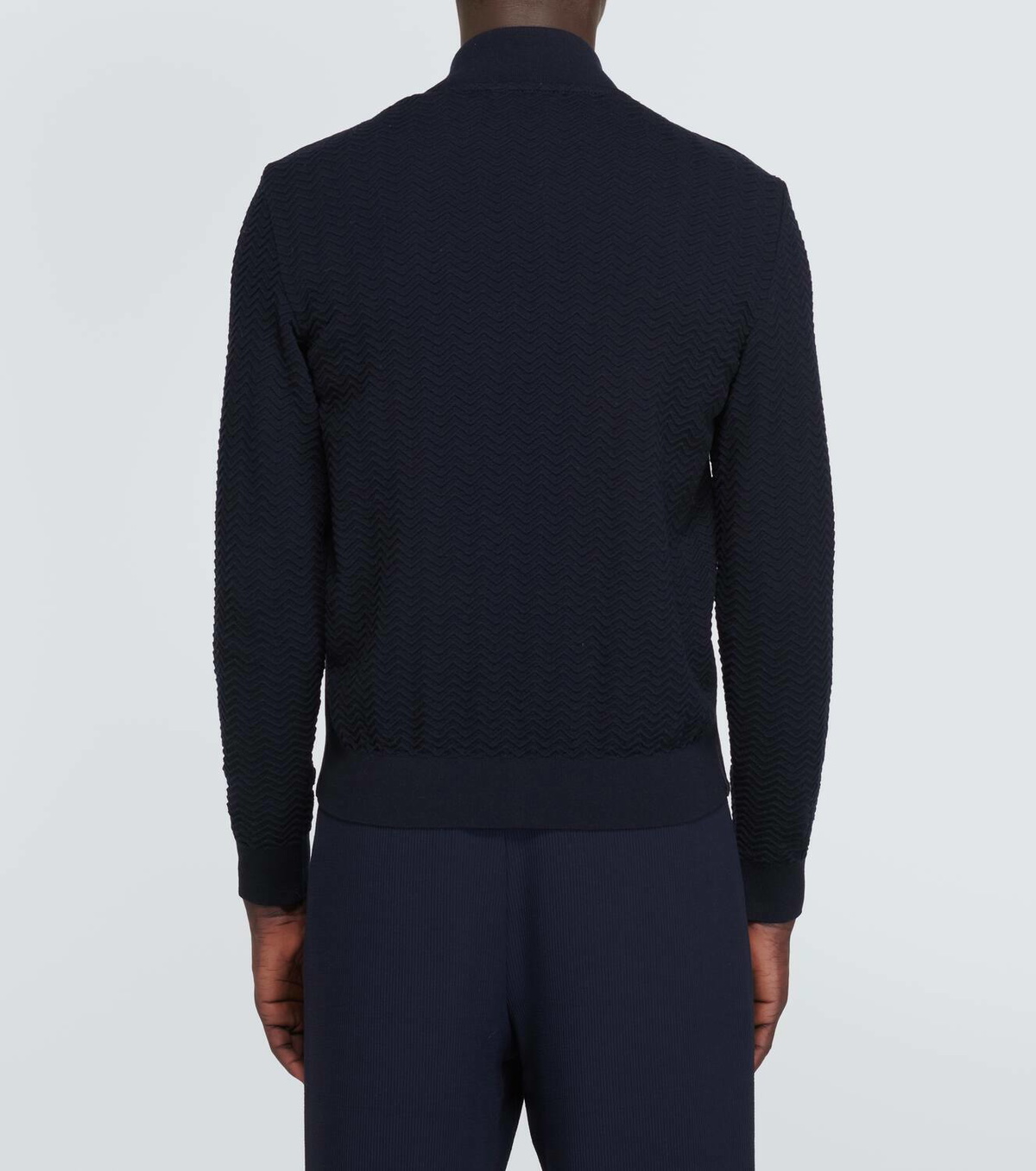 Giorgio Armani Suede, wool, and cashmere bomber jacket