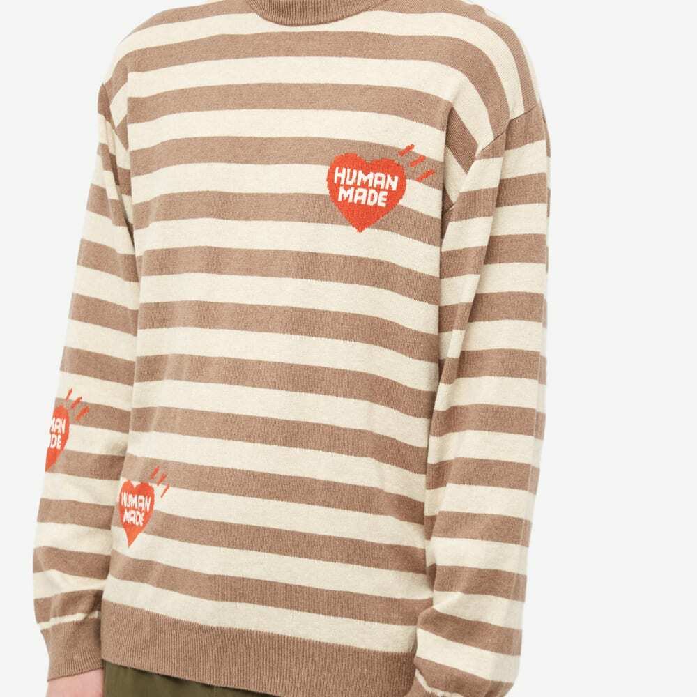 Human Made Men's Stripe Heart Knit in Beige Human Made