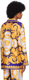 Versace Underwear Blue & Yellow Barocco 660 Pyjama Shirt