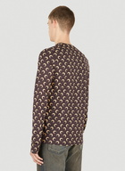 Moon Motif Long Sleeve Top in Brown