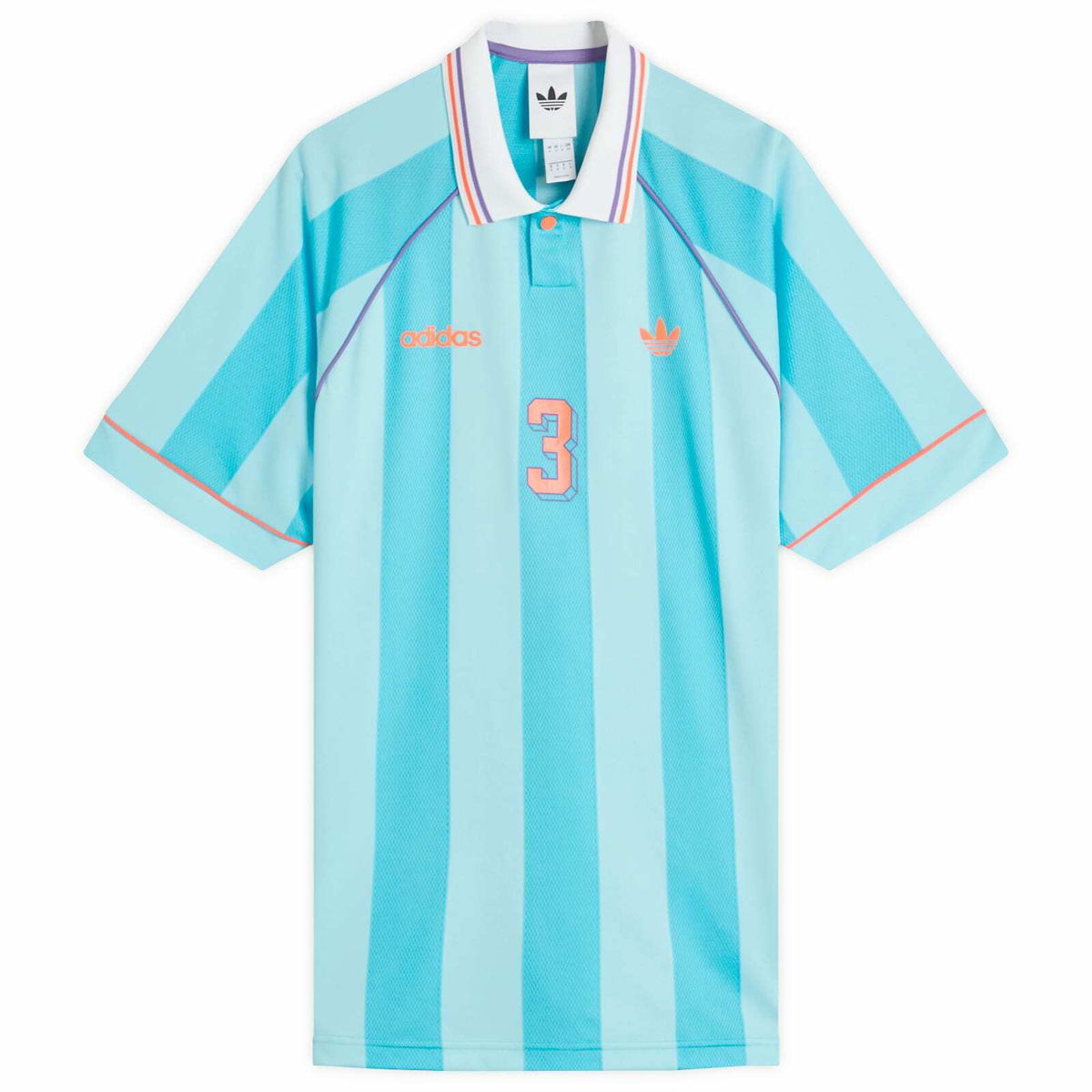 Adidas Men's Jacquard Stripe Jersey in Bright Cyan