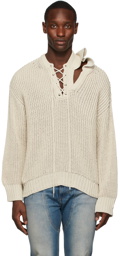Y/Project Beige Double Collar Laced Sweater