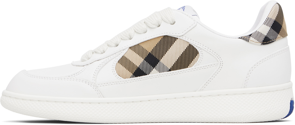 Burberry White Leather & Check Terrace Sneakers​