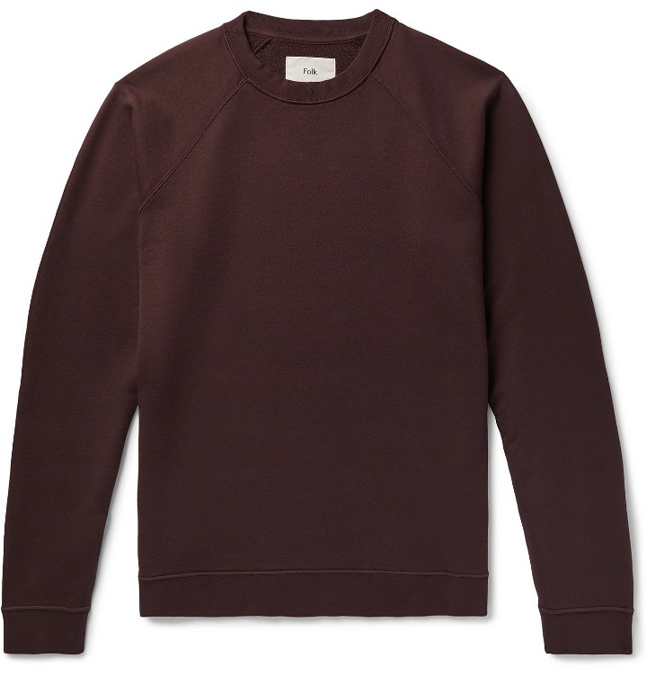Photo: Folk - Rivet Garment-Dyed Loopback Cotton-Jersey Sweatshirt - Burgundy