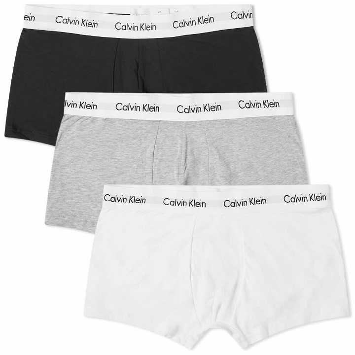 Photo: Calvin Klein Men's Low Rise Trunk - 3 Pack in Black/Heather/White