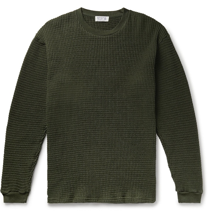 Photo: Velva Sheen - Waffle-Knit Cotton Sweater - Green