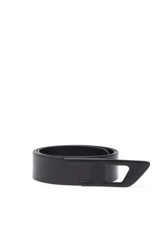 Photo: Diesel 4 cm leather belt with metal D buckle - Belts - Unisex - Black