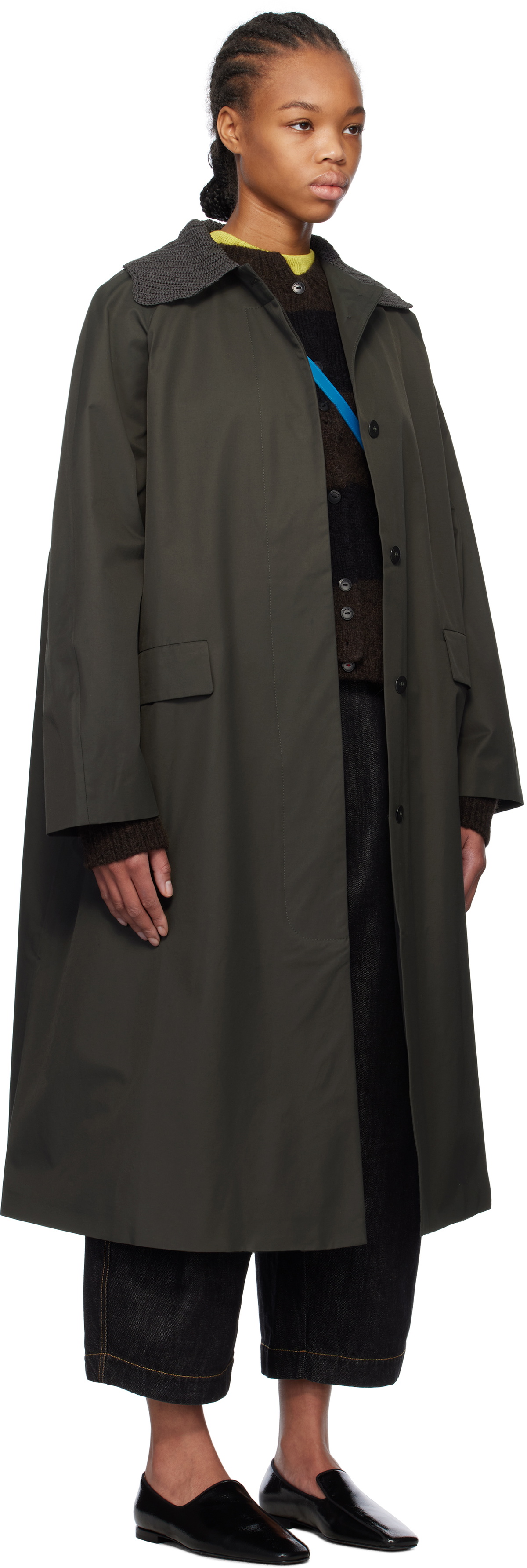 Cordera Green Crochet Trench Coat CORDERA
