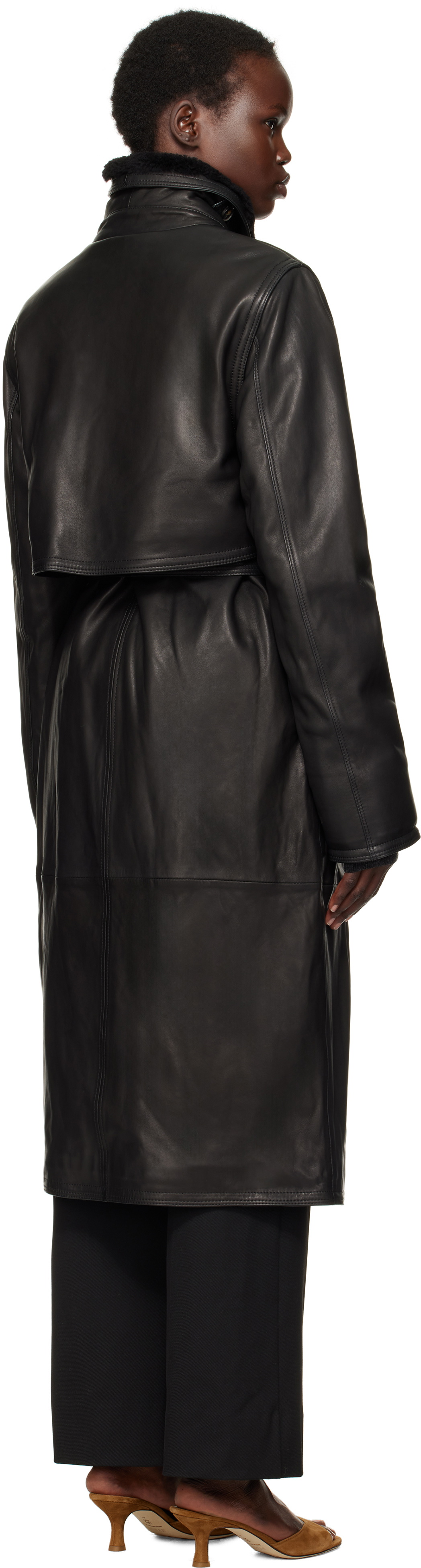 Saks Potts Black Sarit Leather Coat