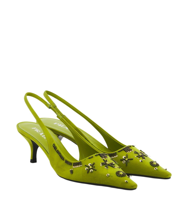 Photo: Prada Embellished satin slingback pumps