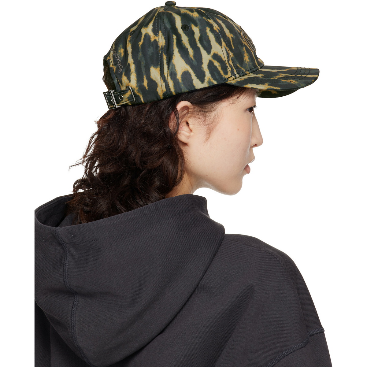 GANNI Black & Brown Printed Nylon Cap